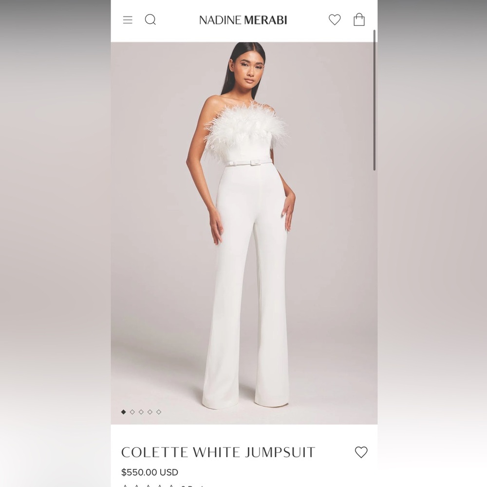 Nadine Marabi white collette feather jumpsuit NEVER WORN NEW WITH TAGS!